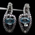 Серьги из серебра с натуральным голубым цирконом С1023