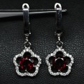 Серьги из серебра с родолит гранатом С1194