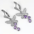 Серьги из серебра с аметистами Бабочки С1317