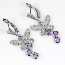 Серьги из серебра с аметистами Бабочки С1317