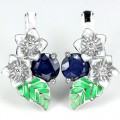 Серьги из серебра с сапфирами С1441