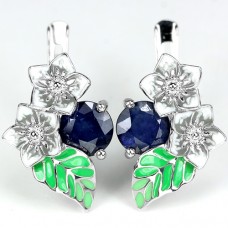 Серьги из серебра с сапфирами С1441