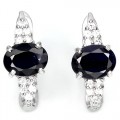 Серьги из серебра с синим сапфиром с1454