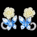 Серьги из серебра с кораллом и эмалью с1459