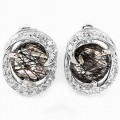 Серьги из серебра с рутиловым кварцем С1471