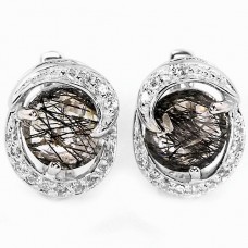 Серьги из серебра с рутиловым кварцем С1471
