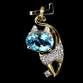 Кулон Котик с голубым Swiss blue топазом 