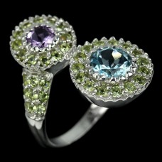 Серебряное кольцо с натуральными камнями купить в Киеве