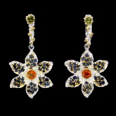 Серьги из сербра с опалом и сапфирами С1644