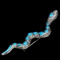 Брошь из серебра с бирюзой Змея П1461