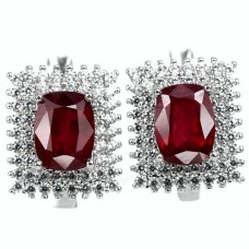 Серьги из серебра с рубинами класса ААА+ Вирджиния С1654