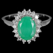 Кольцо из серебра с натуральным изумрудом Классика 17 размер К1894