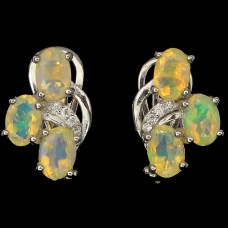 Серьги из серебра натуральным опалом Огоньки С1619
