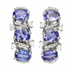 Серьги из серебра с натуральным танзанитом Классика С1639