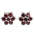 Серьги из серебра с гранатом Цветочки С1679
